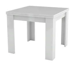 Dmora Ausziehbarer Esstisch Otto, Hilfsküchenkonsole, ausziehbarer Tisch, 100 % Made in Italy, cm 90x90h75, glänzend weiß