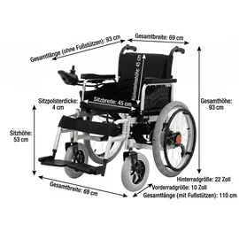 ECONELO Elektrorollstuhl SL-LYD0012 Doppel-Motor 2 × 250W Schwarz