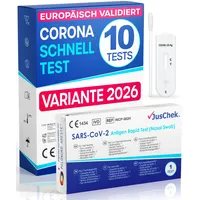 Adeste – NEU 10 x 1er Corona Schnelltest für Zuhause COVID 19 Antigen Rapid Test Swab Selbsttest. Geprüft für alle neuen 2026 Varianten. Sensibilität 100% bei hoher Viruslast