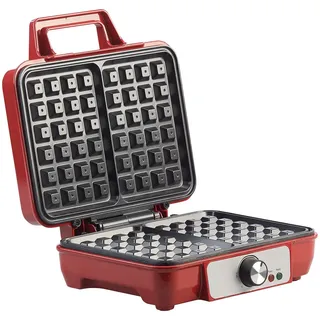 Rosenstein & Söhne Waffeleisen für belgische Waffeln Rot/Silber