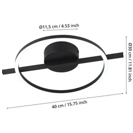 EGLO 901113 - Dimmbare LED-Deckenleuchte AMANDOLO LED/17W/230V Schwarz, - FB - Schwarz