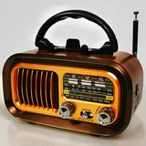 Kleines Radio mit Batterie, AM/FM/SW Retro Radio mit Bluetooth, Kofferradio Küchenradio mit 1200mAh Akkus oder D-Zellen Batterien, Tragbares Akku Radio unterstützt USB/TF Karte/TWS