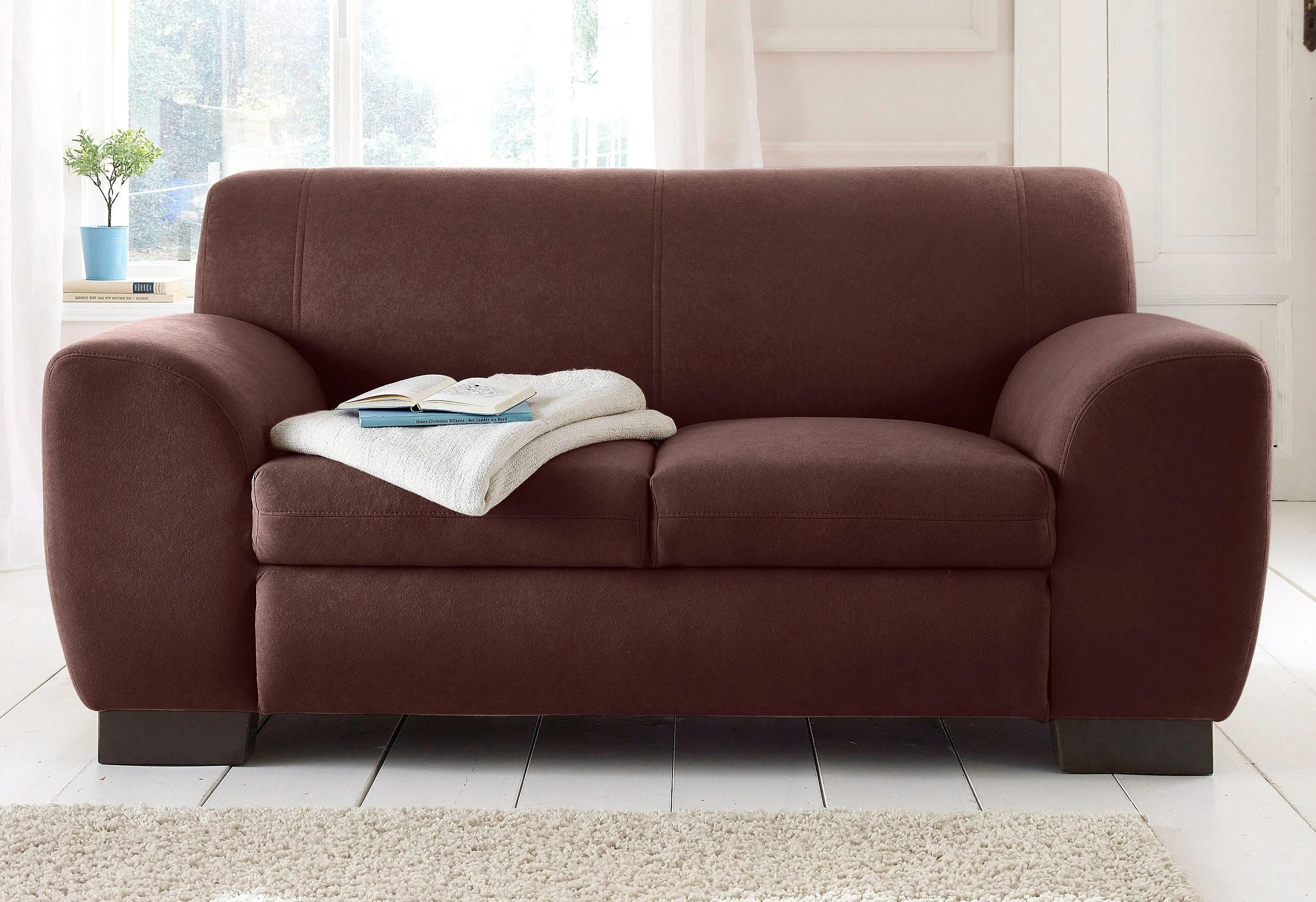 Sofa HOME AFFAIRE "Nika L-Form", braun (mokka), B:159cm H:78cm T:84cm, Struktur (70% Polyacryl, 30% Polyester), Primabelle-Microfaser (100% Polyester), Sofas, als 2-oder 3-Sitzer, in Microfaser PRIMABELLE oder Struktur