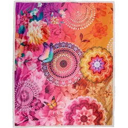 Plaid HIP "Ziva", bunt (multi, bunt, orange, rosa), B:130cm L:160cm, Mircofaser, Wohndecken, Sehr Weich, Kuscheldecke, Wohndecke, 130x160 cm, Wendeoptik, Bunt
