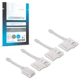 Litcessory 6-Polig auf Gekürztes Ende Verlängerungskabel für Philips Hue Lightstrip Plus (50mm, 4 Stück, Weiß - MIKRO 6-POLIG V4 / Solo Lightstrip)
