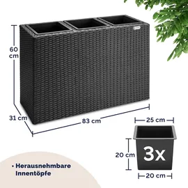 CASARIA Blumenkasten 30,5 x 83 x 60 cm Schwarz