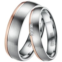 DOOSTI Trauring Schmuck Geschenk Edelstahl Trauring Ehering Partnerring LIEBE, Made in Germany, wahlweise mit oder ohne Zirkonia goldfarben|silberfarben 56