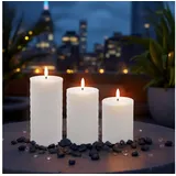 Spetebo LED Kerze 3er Set 15 cm 12 cm 10 cm weiß