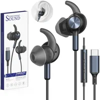 In Ear Kopfhörer USB C Anti-Fall-Ohrstöpsel Mikrofon & Lautstärkeregler USB C Headphones mit Kabel für Samsung Galaxy S25 Ultra S24 A16 iPhone 17 Pro 16 15 Pixel 9 8 für Büro Gaming Workout Musik Blau