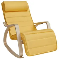 Songmics Schaukelstuhl 67 x 121,5 x 84 cm Gelb/Braun mit verstellbarer Fußstütze