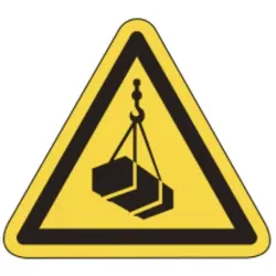 Warnschild als Symbol Warnung vor schwebender Last nach ISO 7010