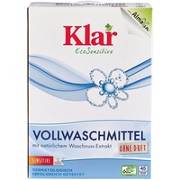 Klar Vollwaschmittel ohne Duft 2,475kg I Umweltfreundliches Waschpulver für Allergiker mit Waschnussextrakt I Ausreichend für ca. 45 Wäschen I Frei von synthetischen Duft- & Farbstoffen I Vegan