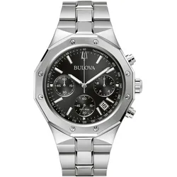 Chronograph BULOVA, silber (silberfarben, schwarz), Armbanduhren, Herren, Armbanduhr, Quarzuhr, Herrenuhr, Edelstahlarmband, Saphirglas