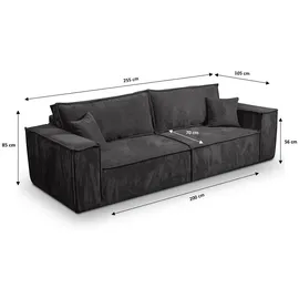 petits-meubles SOFA Isaac 4 Sitzplätze Dunkelgrau