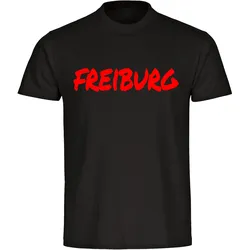 multifanshop Kinder T-Shirt - Freiburg - Textmarker - Druck rot - Kind