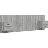 vidaXL Kopfteil mit Nachttischen Grau Sonoma Holzwerkstoff