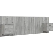 vidaXL Kopfteil mit Nachttischen Grau Sonoma Holzwerkstoff