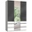 Level 150 x 216 x 58 cm weiß/Grauglas mit Glas- und Spiegeltüren