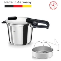 Fissler Schnellkochtopf Vitaquick® Edition, Edelstahl 18/10 (Set, 2-tlg., Schnellkochtopf 4,5 oder 6 Liter mit Deckel und Dünsteinsatz), Made in Germany, mit gelochtem Einsatz silberfarben 4,5 l | Ø 22 cm x 25 cm x 43,5 cm x 18 cm
