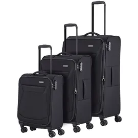 Travelite Chios 4 Rollen Kofferset 3-teilig mit Dehnfalte Koffer & Trolleys Schwarz