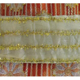 HOSSNER - ART OF HOME DECO Gardine "Arnisee" Gr. 1, orange (goldfarben, braun, rostorange), B:110cm H:250cm, Polyester, HOSSNER - ART OF HOME DECO, Gardinen, Gardine, Schlaufenschal mit Dekokante