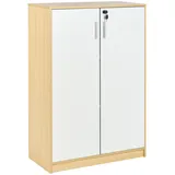 Büroschrank hellbraun / weiß 117x80x40 cm abschließbar für Wohnzimmer Büro Zehna