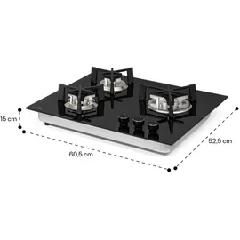 Klarstein Gaskocher 3-Flammig, 6,45kW Einbau-Gaskocher für Innenbereich, Edelstahl-Gaskocher für Wohnmobil, 3-Flammiger Gaskocher, Gasherde mit