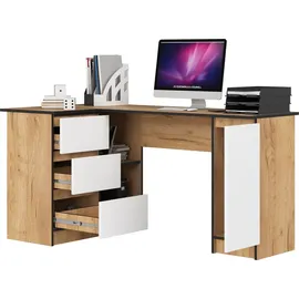 akord furniture factory AKORD B20 links in der Farbe Eiche Craft mit 3 Schubladen Front Weiß Eichenfarben