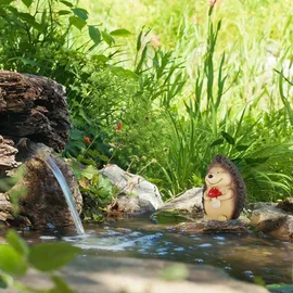 Relaxdays Gartenfigur Igel, wetterfeste Gartendeko, HBT: 15 x 10,5 x 10,5 cm, Herbstdeko-Figur für außen & innen, braun