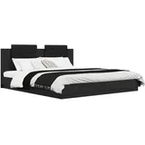 vidaXL Bettgestell mit Kopfteil Schwarz Eichen-Optik 180 x 200 cm