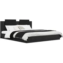 vidaXL Bettgestell mit Kopfteil Schwarz Eichen-Optik 180 x 200 cm