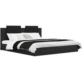 vidaXL Bettgestell mit Kopfteil Schwarz Eichen-Optik 180 x 200 cm