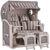 Mr. Deko Strandkorb Düne Bullauge Mahagoni Washed Grey PE Koboo Grey Dessin 537