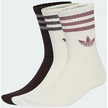 adidas 3-Streifen Glitzer Crew Socken 3er Pack Off White/Aurora Coffee 46-48