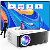 2025 XuanPad Verbessertes WiFi Bluetooth Mini Beamer, 30000L Mini Projektor HD 1080P Unterstützt, Heimkino Video Projector Kompatibel Mit Tv Stick/HDMI/USB/AV/Laptop/iPhone/Android