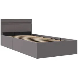 vidaXL Bett mit Bettkasten Hydraulisch LED Grau Kunstleder 100x200 cm