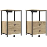vidaXL Nachttisch mit Ladestation 2 pcs Sonoma Eiche Holzwerkstoff