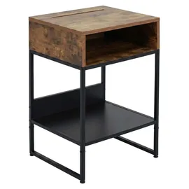 Relaxdays Nachtschrank 2 Fächer 40 x 40 x 30 cm Schwarz/Braun