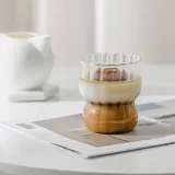 COFI Zoha Glas Stripe Glas 2er Set Getränkebecher - Cocktailbecher - Kaffebecher - 310 ml, Borosilikatglas, Hitzebeständig