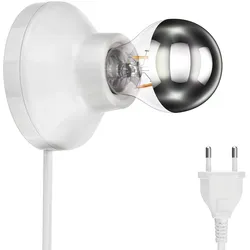 ledscom.de Porzellan Lampen-Fassung Elektra, Stecker, Schalter, weiß + LED Lampe 486lm, Smart Home, warmweiß - kaltweiß
