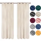 Woltu Verdunklungsgardine mit Ösen In Vielen Farben, (2 Stück) Beige 140x225 cm