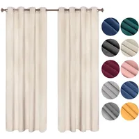 Woltu Verdunklungsgardine mit Ösen In Vielen Farben, (2 Stück) Beige 140x225 cm