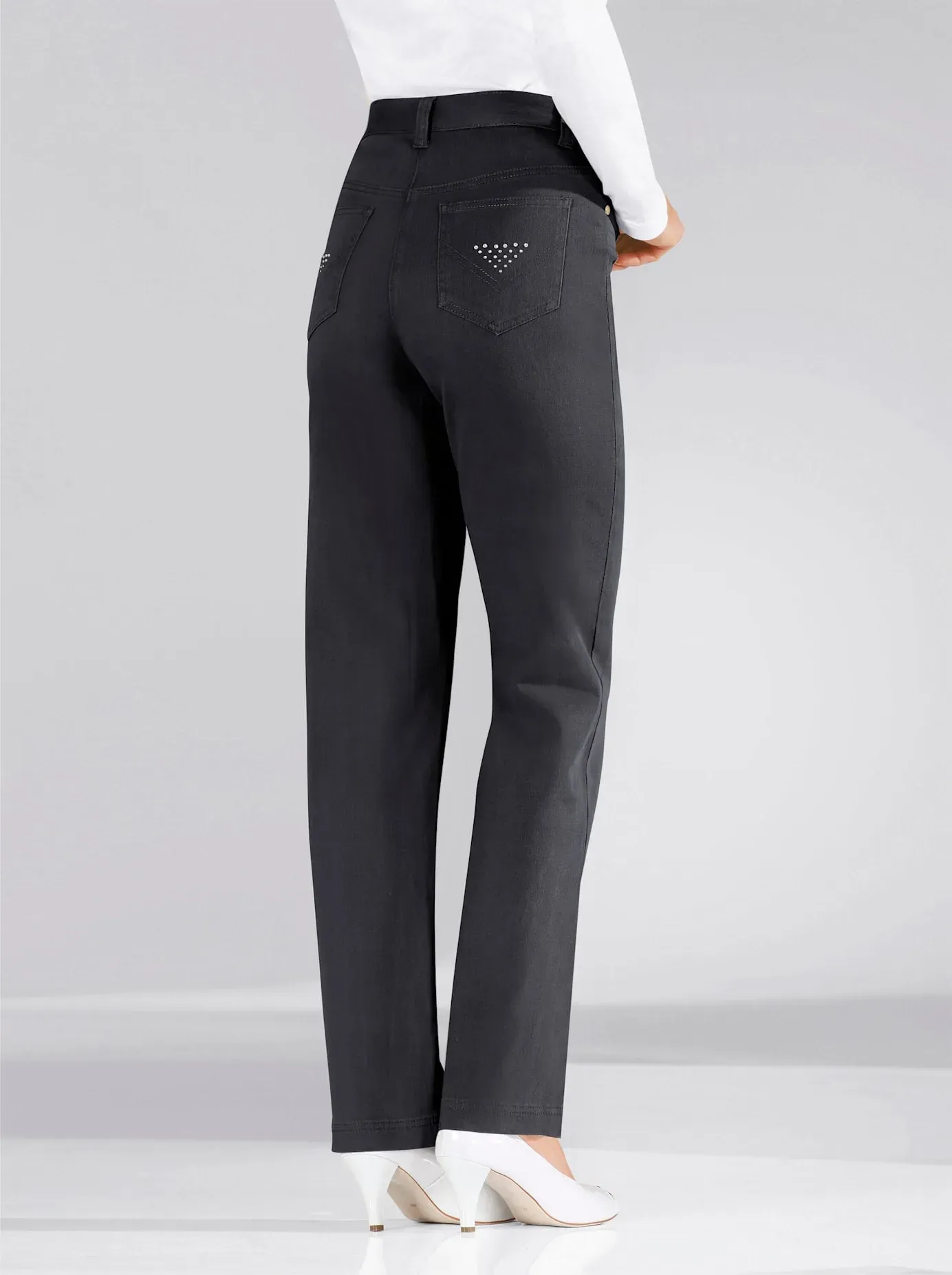 Stretch-Jeans LADY, Damen, Gr. 48, Normalgrößen, schwarz, 98% Baumwolle, 2% Elasthan, unifarben, lang, Jeans