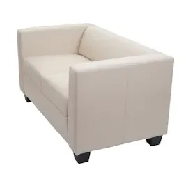Mendler 2er Sofa Couch Loungesofa Lille ~ Kunstleder, creme