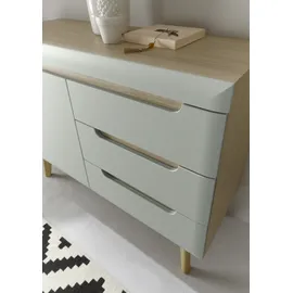 INOSIGN Sideboard INOSIGN "Torge, Anrichte, Kommode, Schubladenschrank", grün (pistazie), B:107cm H:83cm T:40cm, FSC-zertifizierter Holzwerkstoff, Sideboards, Sideboard, abgeschrägte Füße, drei Farben, Scandi Design, 107 cm breit