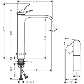 Hansgrohe Vivenis Waschtischarmatur 250 CoolStart 75045670 250 CoolStart