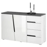 MID.YOU Kommode Boston weiß Hochglanz anthrazit B/H/T: ca. 132x83x38 cm - weiß, anthrazit