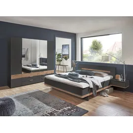WIMEX Komplettschlafzimmer "Gibraltar", grau (graphit, absetzung artisan eiche nachbildung), B/H: 180cm x 200cm, Spanplatte, Schlafzimmermöbel-Sets