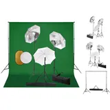 vidaXL Fotostudio-Set mit Lampen, Schirmen, Hintergrund & Reflektor