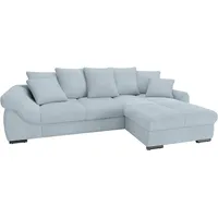 Ecksofa MR. COUCH "Livorno L-Form", blau (cord 8624 blau grau), B:266cm H:66cm T:188cm, Cord (92% Polyester / 8% Nylon), Sofas, inkl. Hochschläfer-Bettauszug, XL-Bettkasten weiß beschichtet